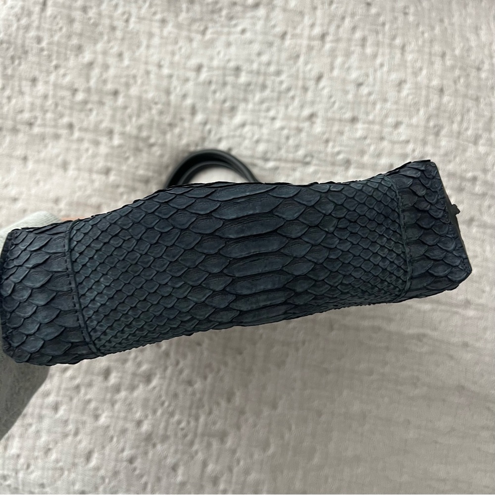 B. MAY Python Snake Leather Mini Bag One Size Dar… - image 3